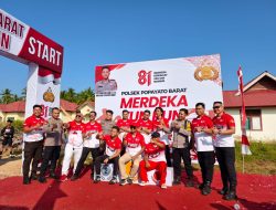 Gandeng Ratusan Pelajar, Polsek Popayato Barat Semarakkan HUT ke-81 RI Lewat Fun Run