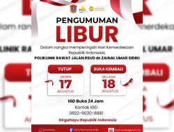 Catat! Poliklinik Rawat Jalan RSUD ZUS Tutup 17 Agustus, IGD Tetap Buka 24 Jam